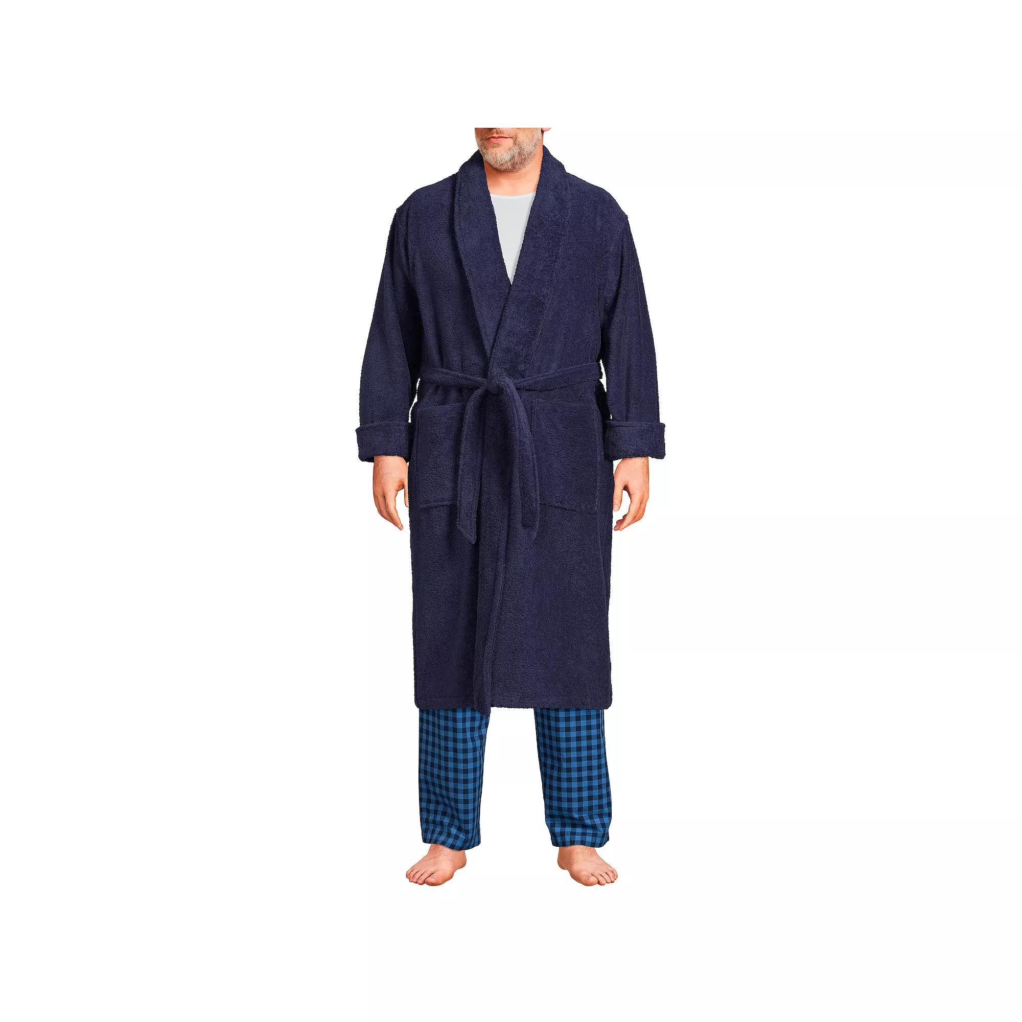 Big & Tall Lands' End Turkish Terry Calf-Length Robe, Men's,  Product Image