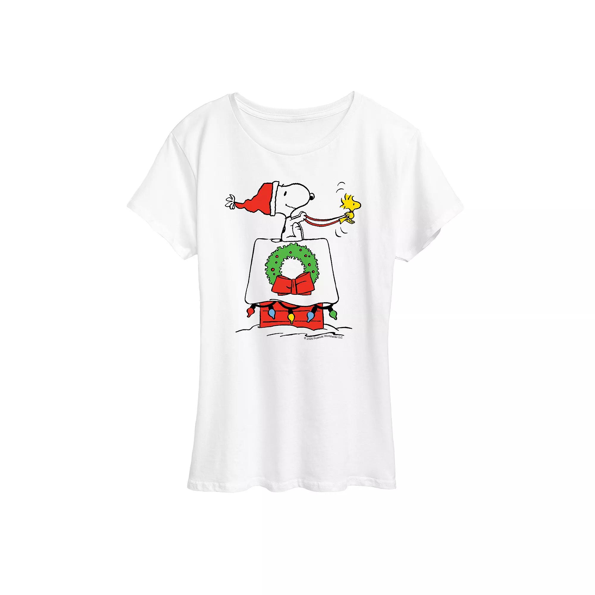 Women's Peanuts Snoopy Sleigh Graphic Tee,  Product Image