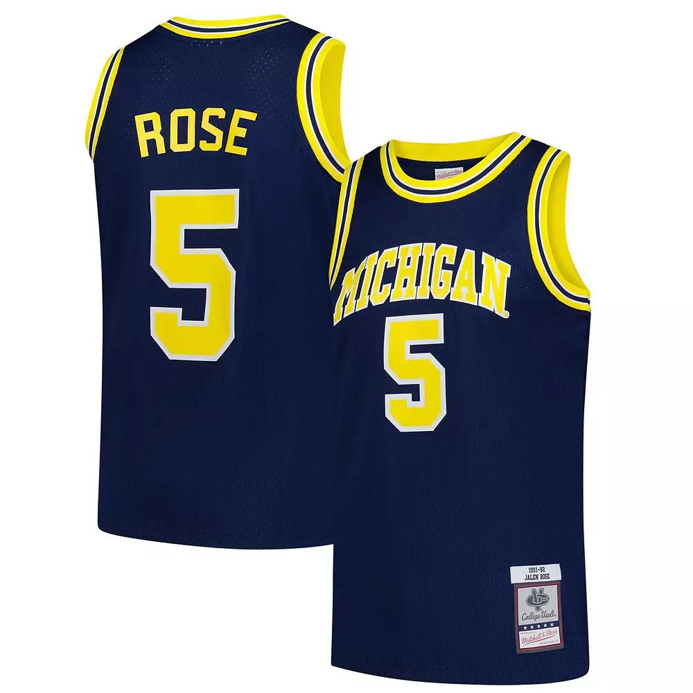 Men's Mitchell & Ness Jalen Rose Navy Michigan Wolverines 1991/92 Swingman Jersey,  Product Image