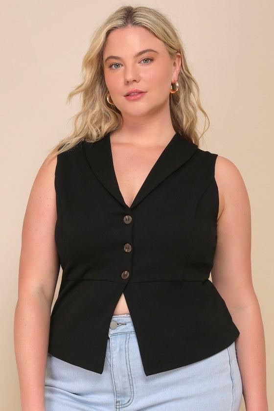 Heightened Vibes Black Sleeveless Vest Top Product Image