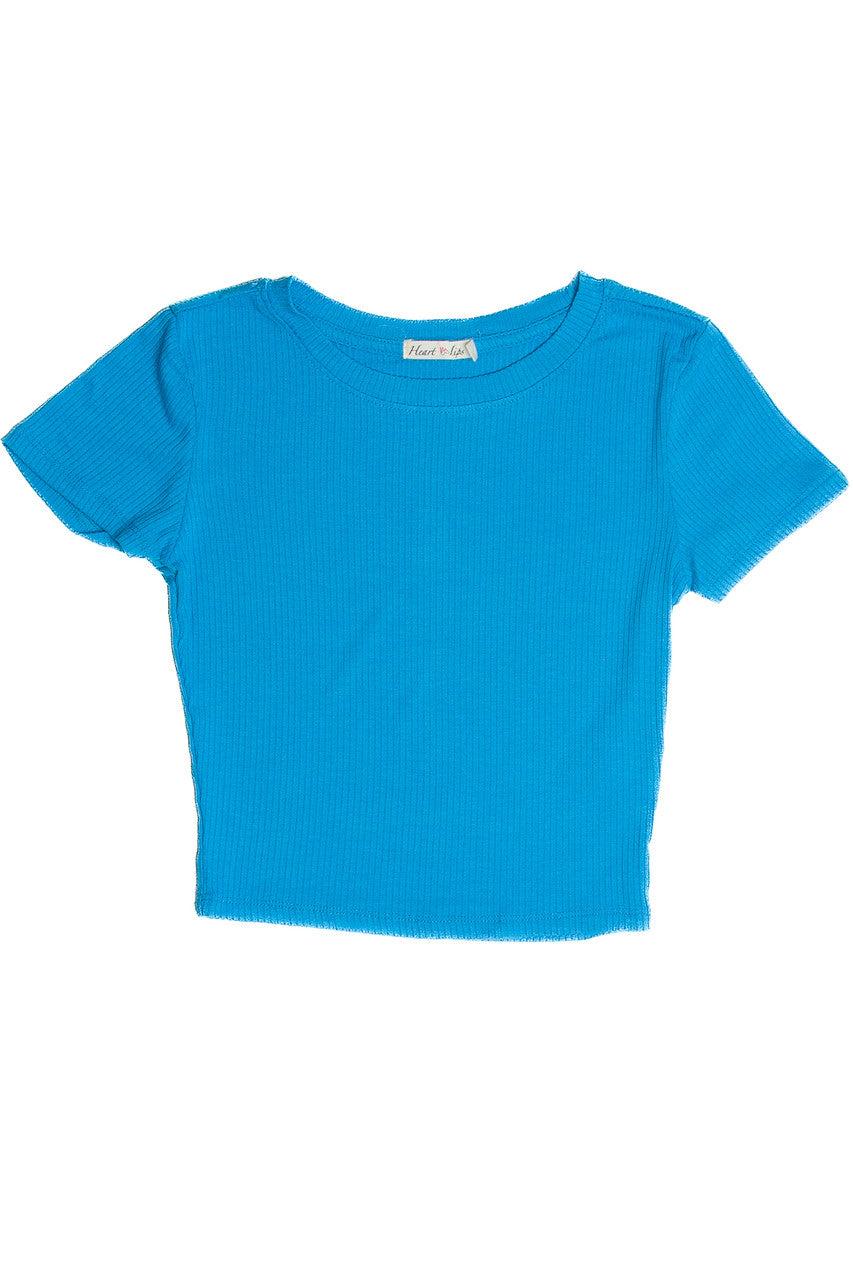 Azure Ribbed Crop Shirt Product Image