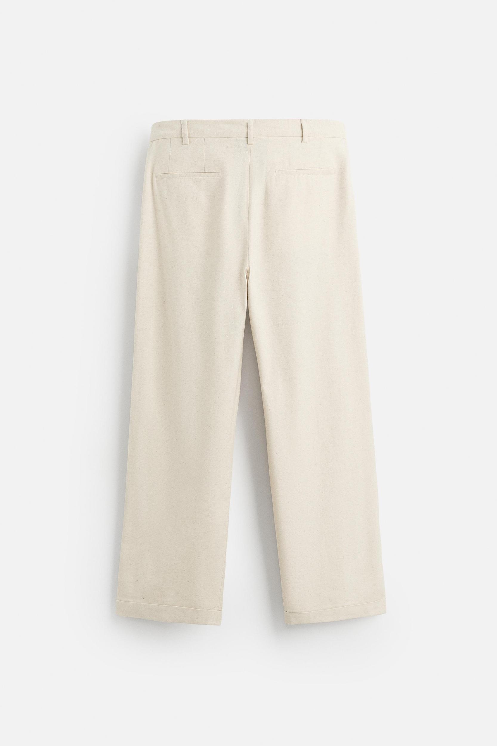 COTTON - LINEN PLEATED PANTS Product Image