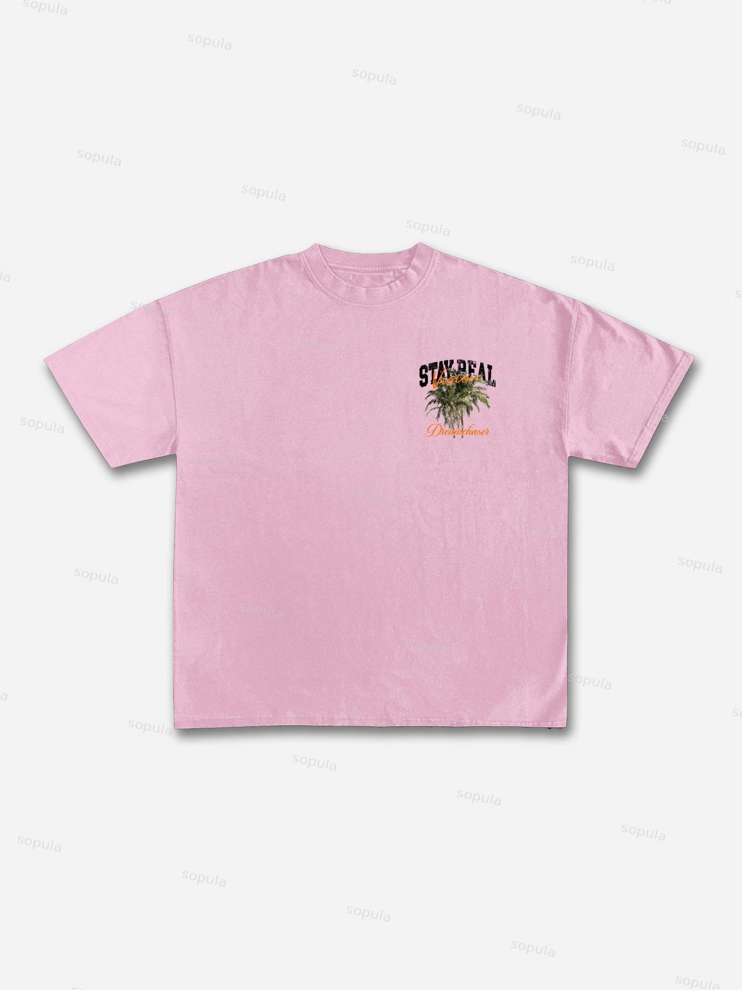 Stay Real Coconut Vacation Vintage Graphic Cotton T-shirt Product Image