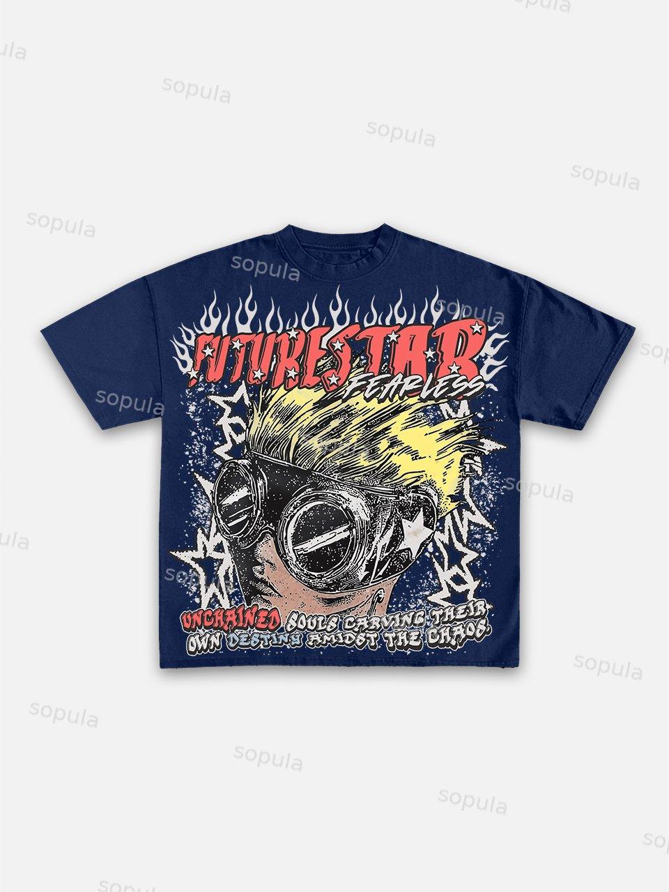 Fearless Vintage Street Trend Portrait Graphic Cotton T-shirt Product Image