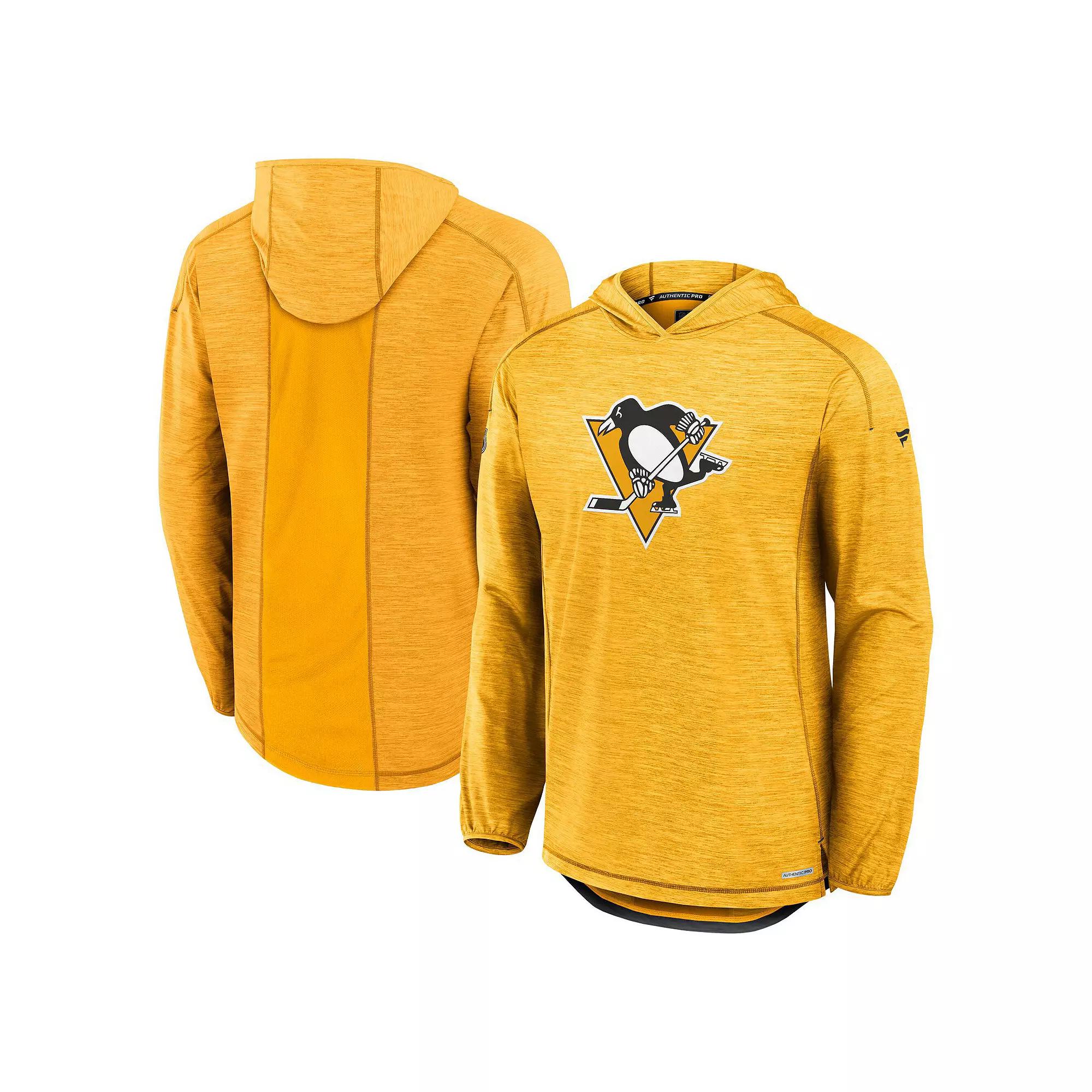 Men's Fanatics Gold Pittsburgh Penguins Authentic Pro Rink Lightweight Pullover Hoodie,  Product Image