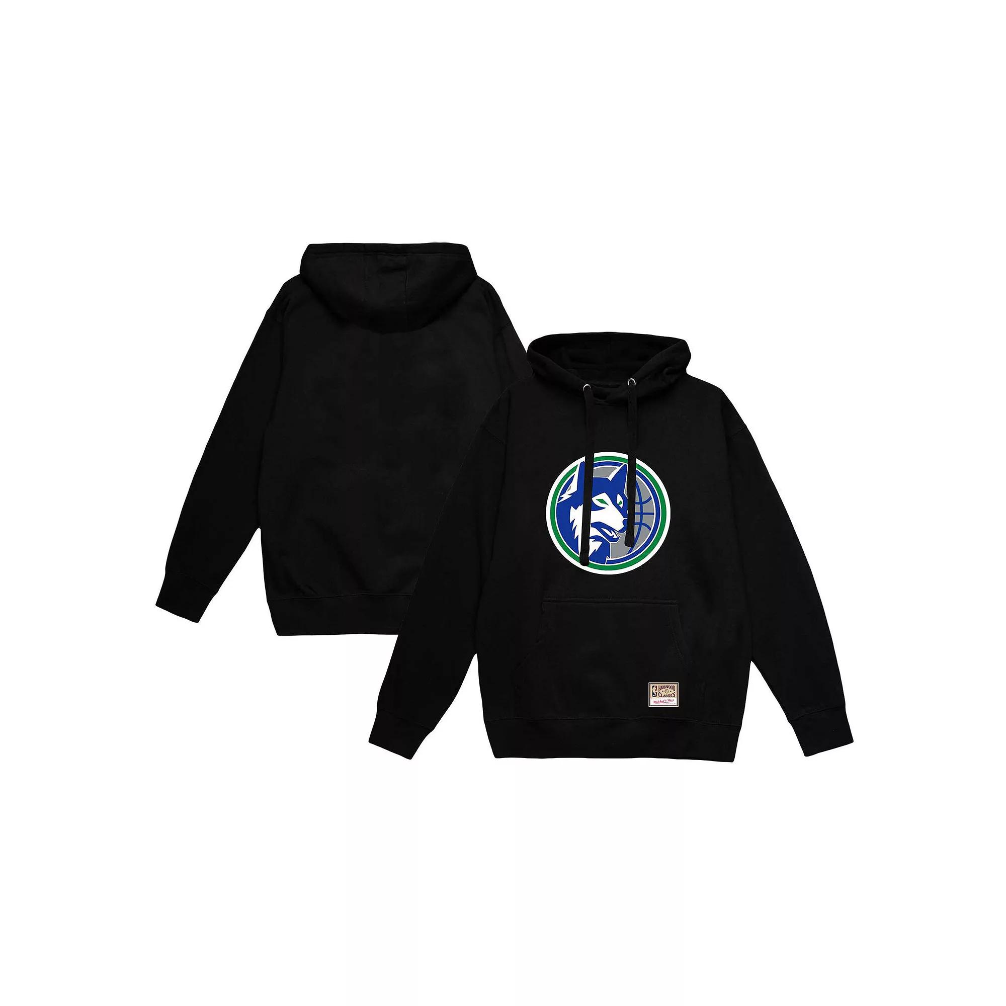 Men's Mitchell & Ness Black Minnesota Timberwolves Hardwood Classics Vintage Logo Pullover Hoodie, Size: Small Product Image