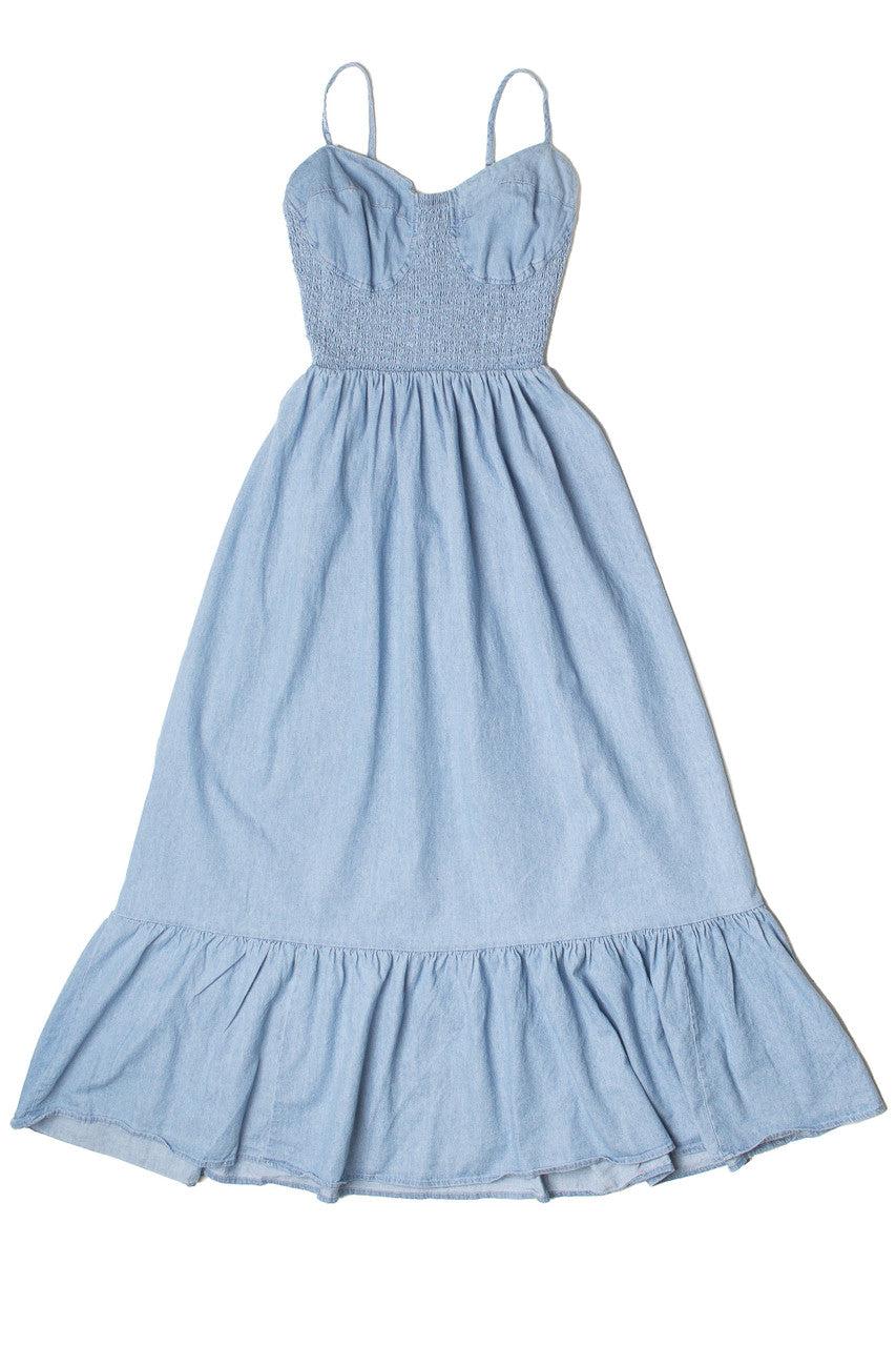 Smocked Bodice Chambray Maxi Dress Product Image