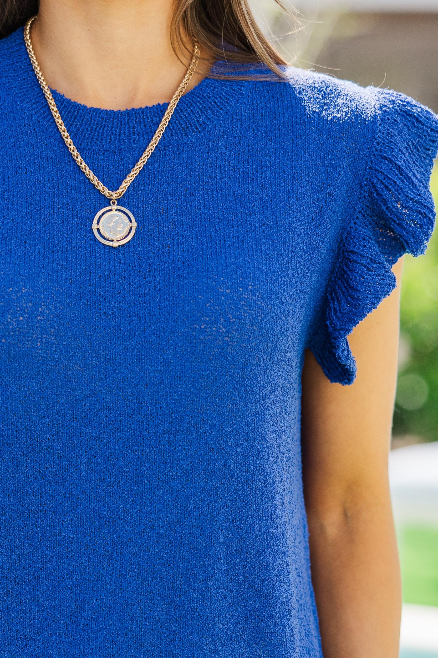 Certain Joy Royal Blue Knit Top Female Product Image