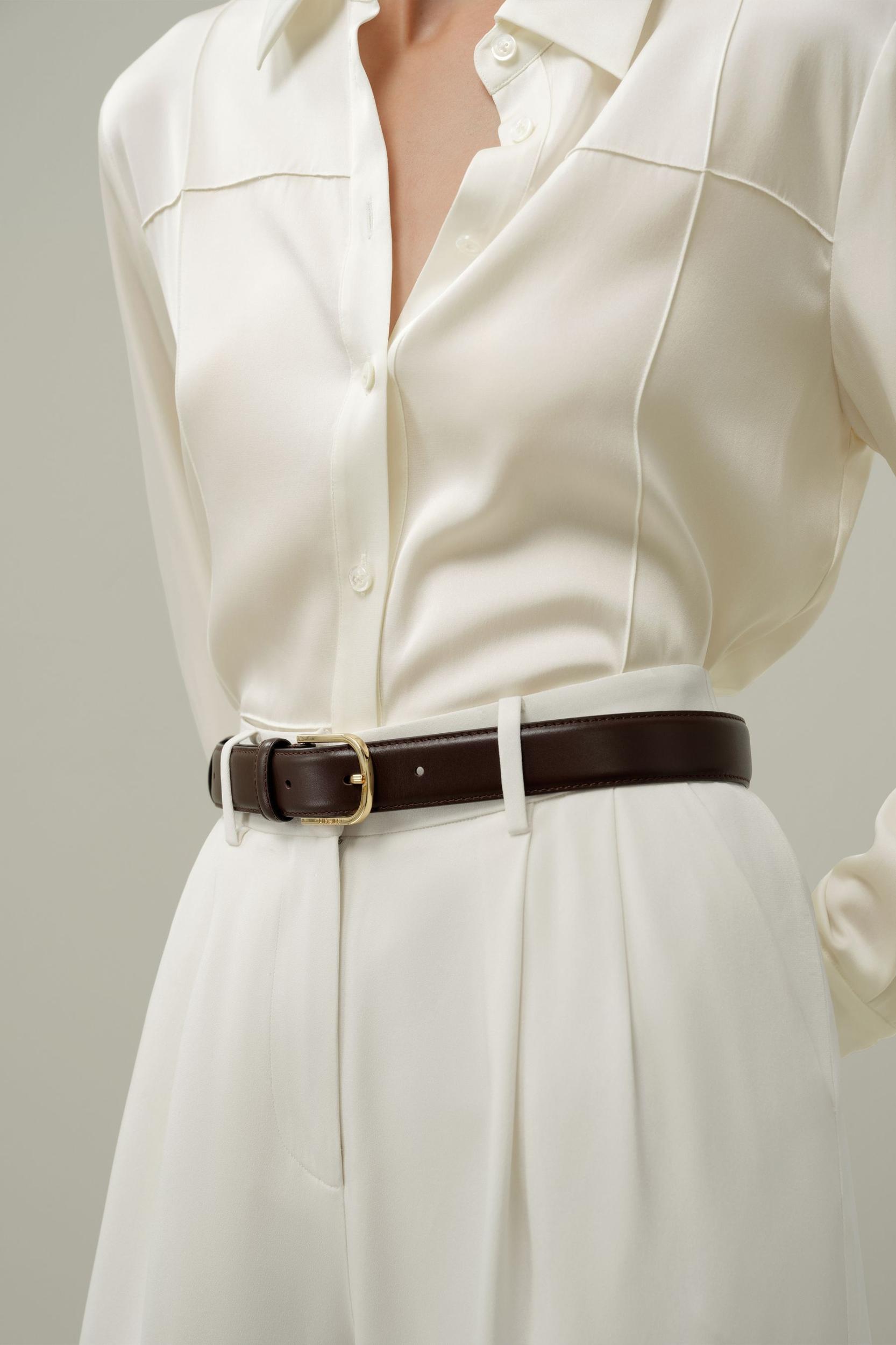 Gold Buckle Leather Belt Product Image