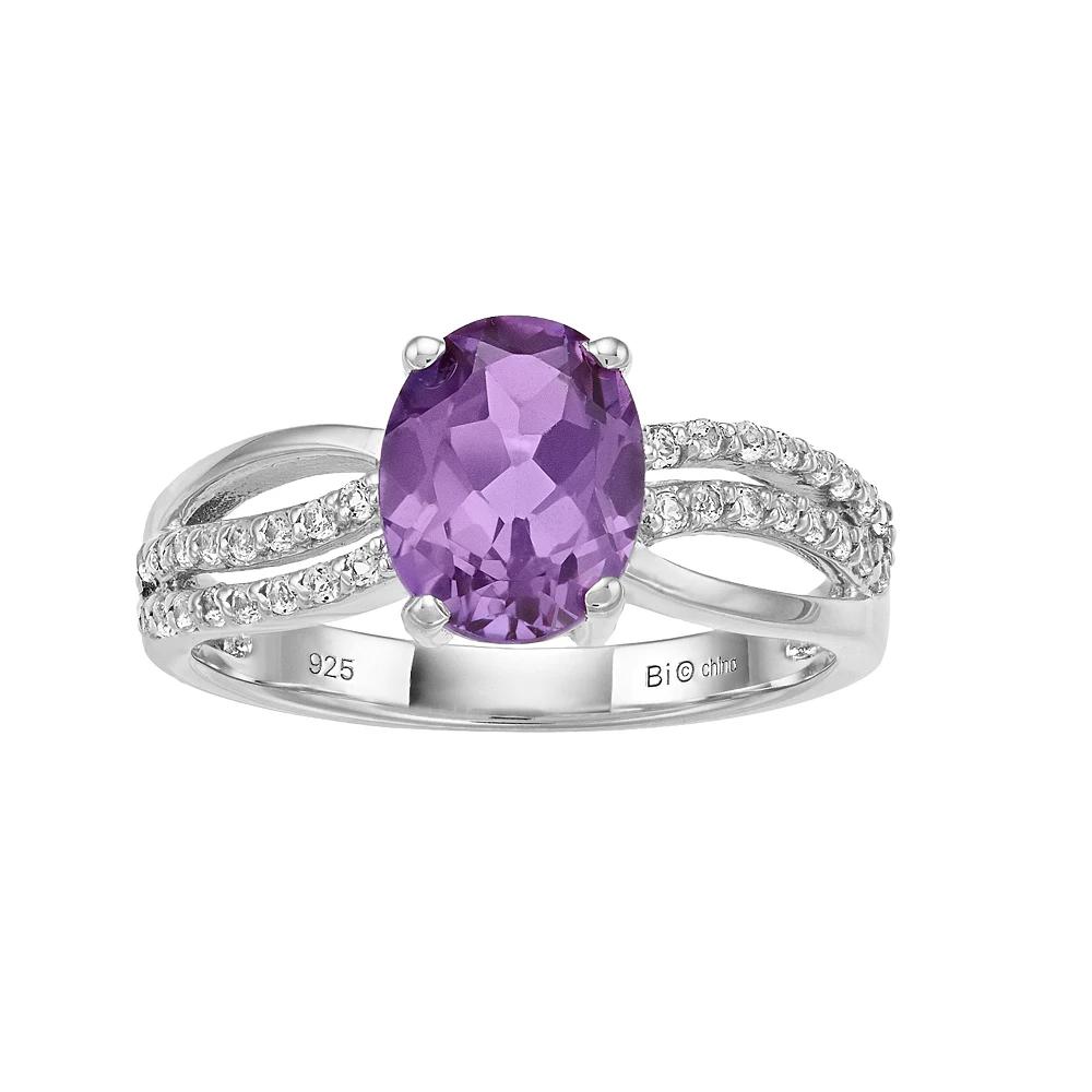 Gemminded Sterling Silver Lab-Created Alexandrite & White Topaz Ring, Women's, Size: 5 Product Image