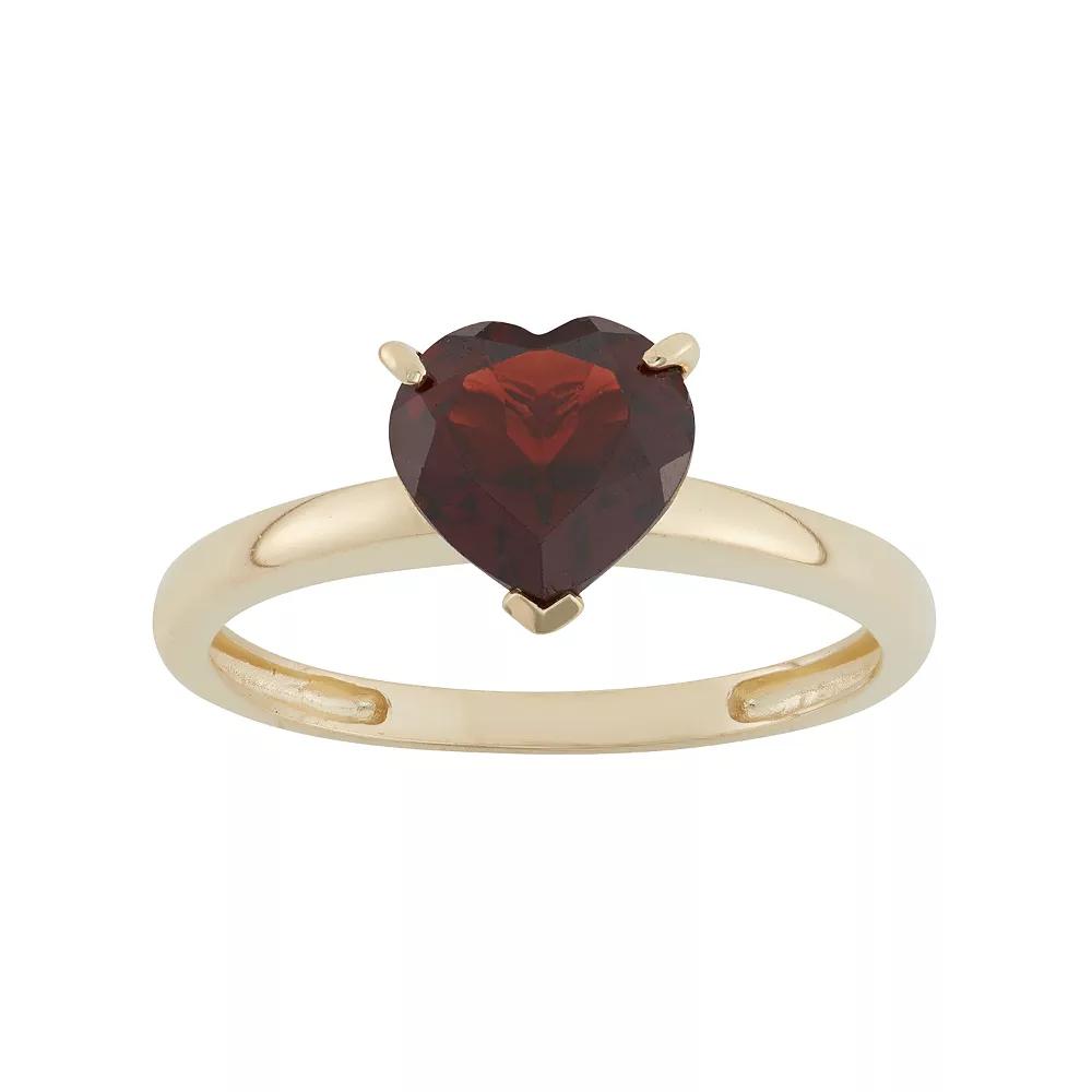 Designs by Gioelli Garnet 10k Gold Heart Ring, Women's, Red Product Image