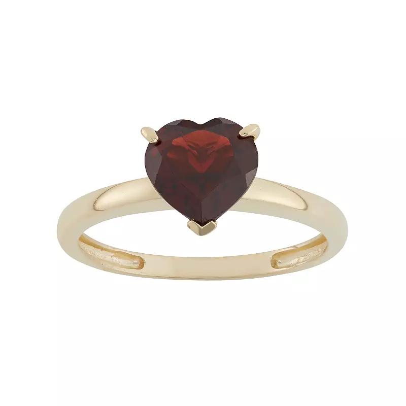 Designs by Gioelli Garnet 10k Gold Heart Ring, Women's, Red Product Image