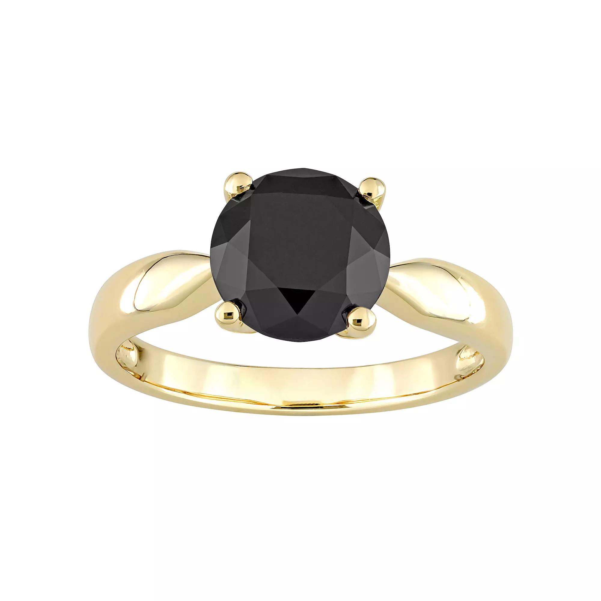 Stella Grace 10k Gold 2 Carat T.W. Round Black Diamond Solitaire Engagement Ring, Women's, Size: 8 Product Image