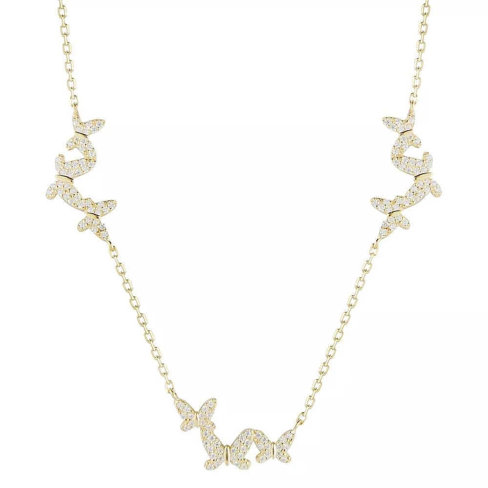 Sunkissed Sterling Cubic Zirconia Triple Butterfly Collar Necklace, Women's, Gold Tone Product Image