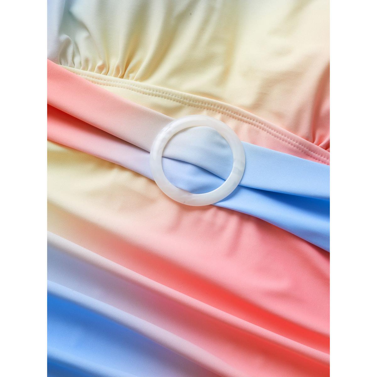 Plus Size Ombre Buckle Detail One Piece Swimsuit Women's Swimwear Multicolor Beach Non Curve Bathing Suits High stretch One Pieces BloomChic 12/L Product Image