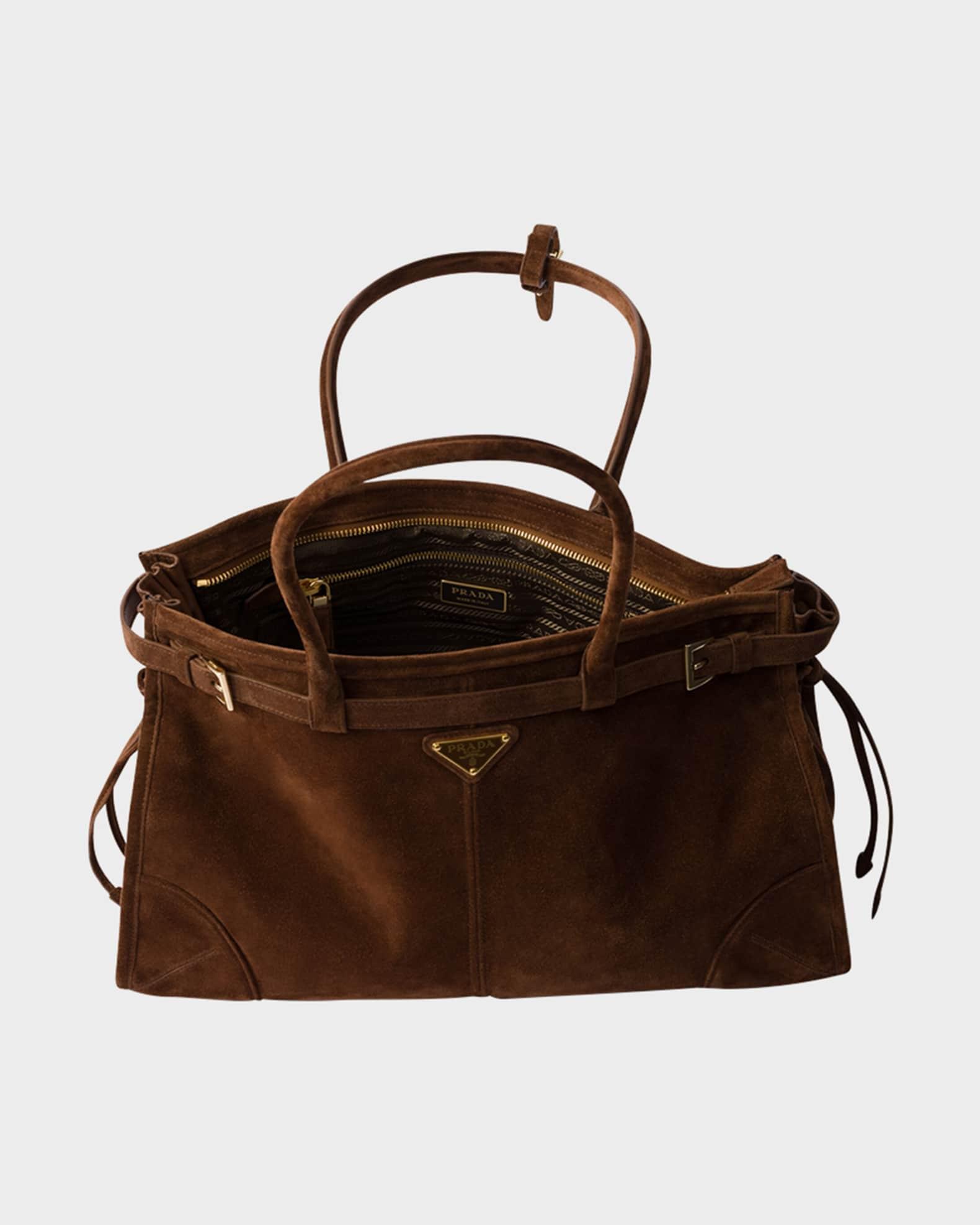Buckle Suede Top-Handle Bag Product Image
