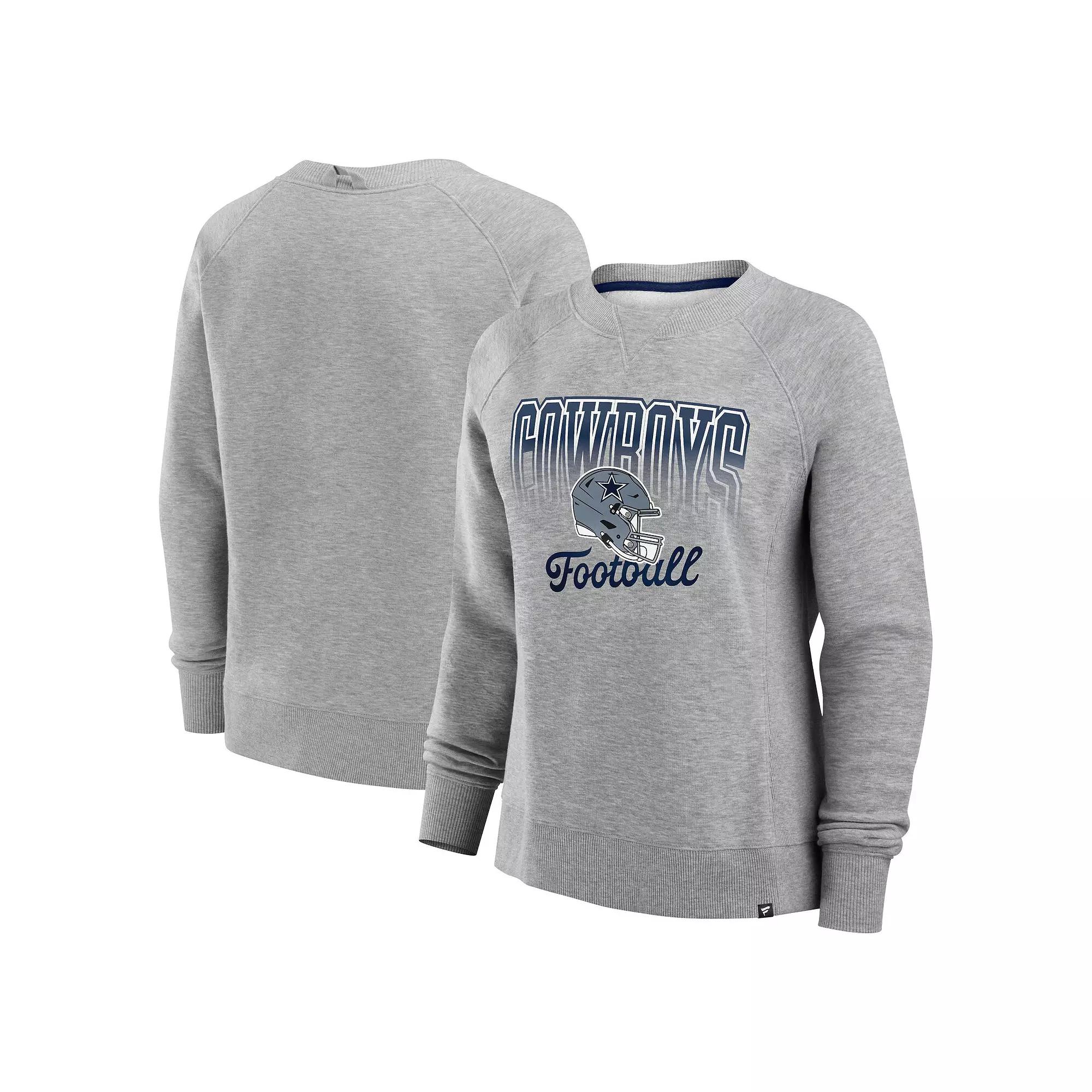 Women's Fanatics Heather Gray Dallas Cowboys Hit Hard Fleece Pullover Sweatshirt, Size: Small, Grey Product Image