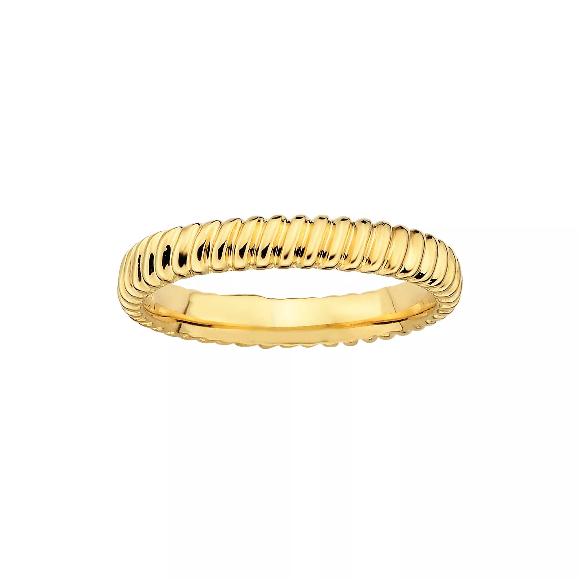 Stacks & Stones 18k Gold Over Silver Ribbed Stack Ring, Women's, Size: 5 Product Image