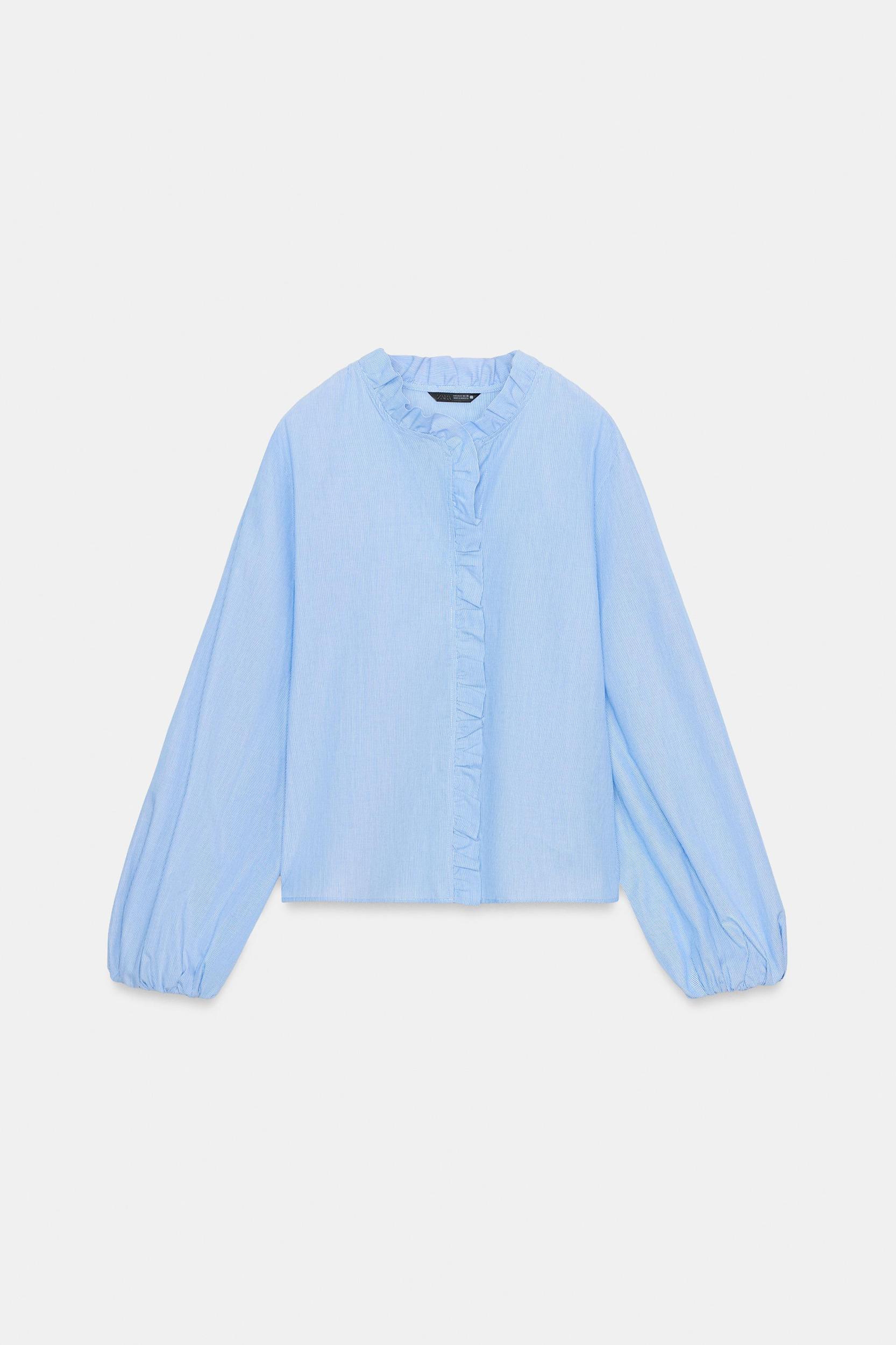 RUFFLED POPLIN BLOUSE Product Image