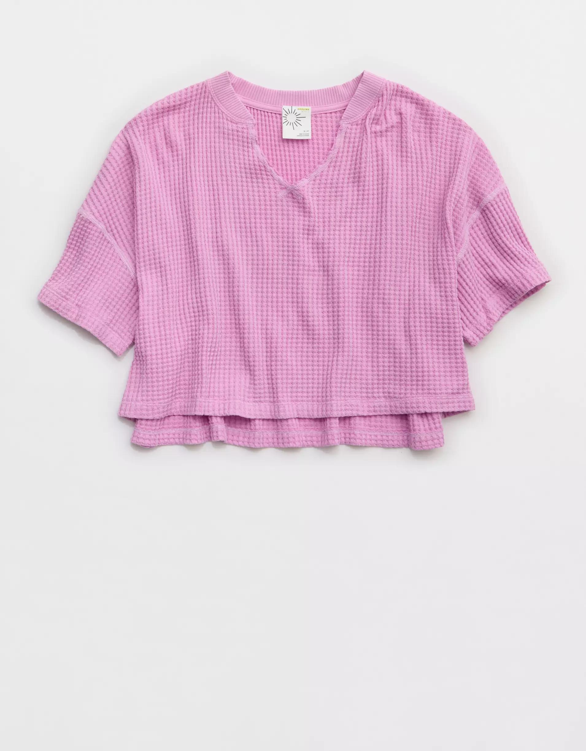 OFFLINE By Aerie Wow! Waffle Notch Neck T-Shirt Product Image