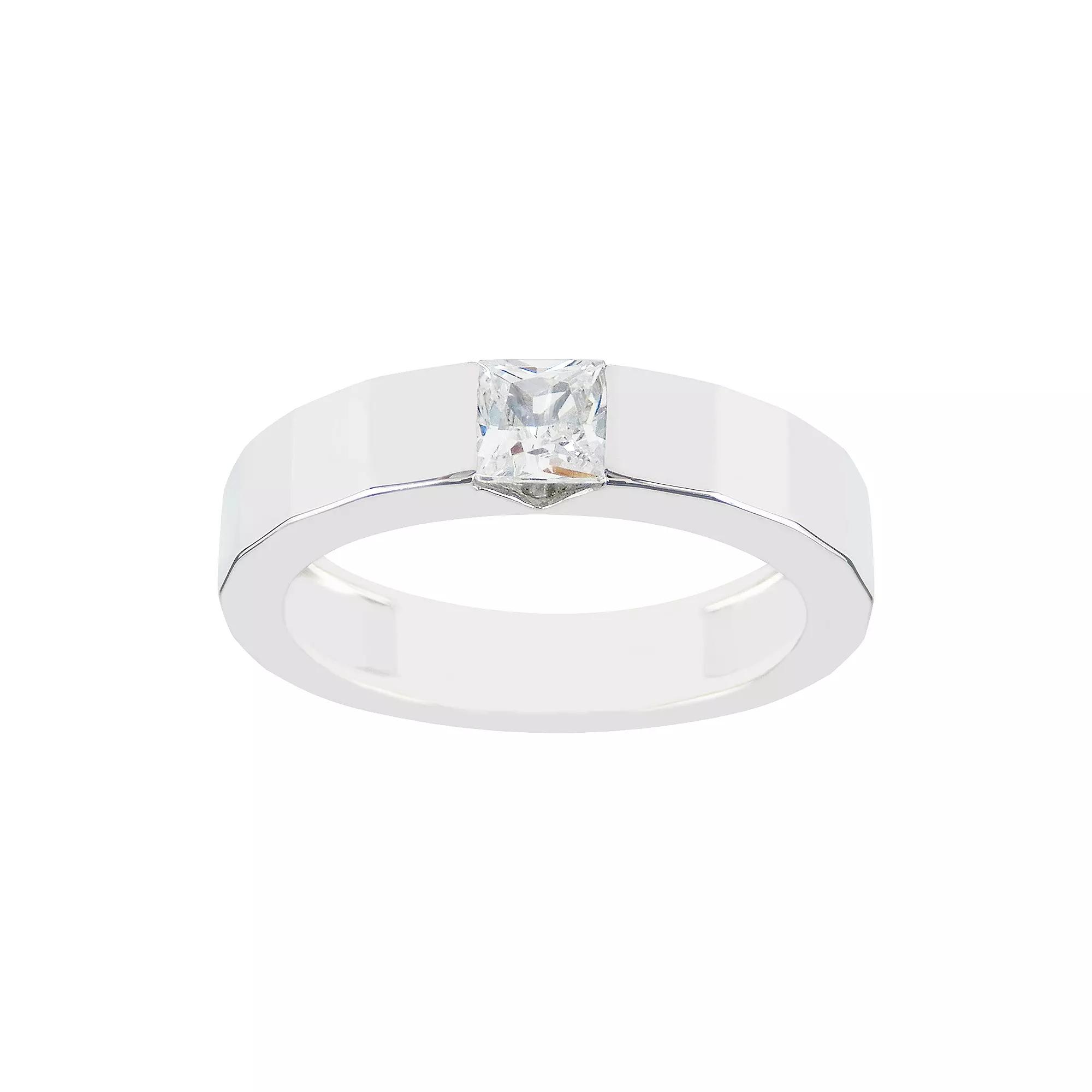 SIRI USA by TJM Sterling Silver Cubic Zirconia Square Inset Ring, Women's,  Product Image