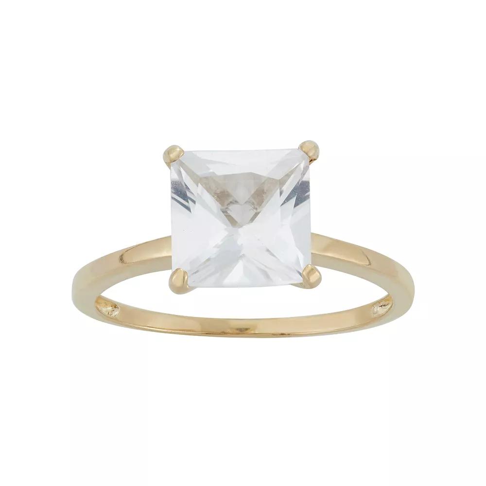Designs by Gioelli Lab-Created White Sapphire 10k Gold Ring, Women's Product Image