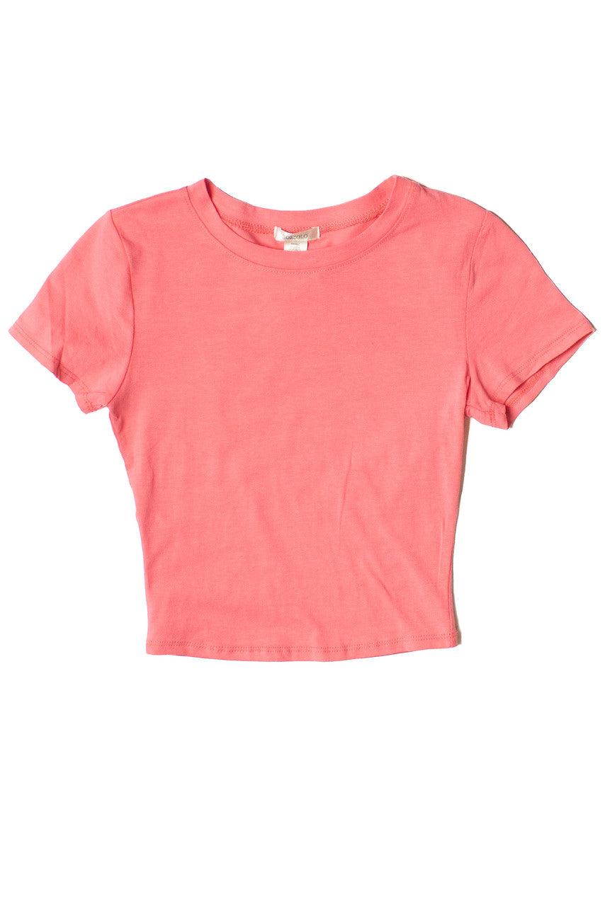 Flamingo Pink Crop T-Shirt Product Image
