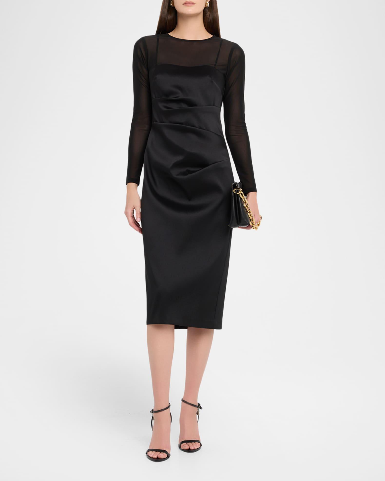 Draped Stretch Mikado Sheath Midi Dress Product Image