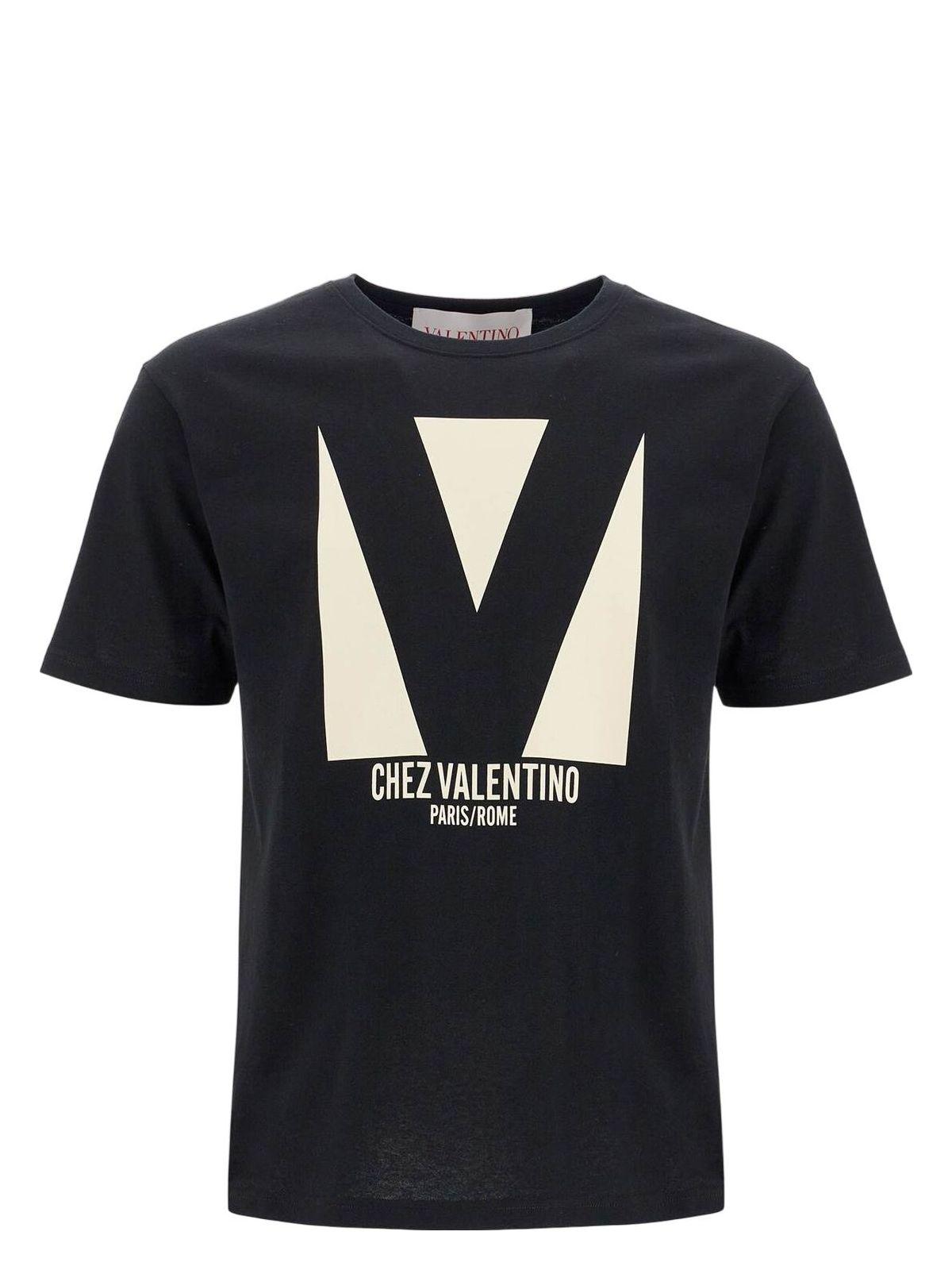 VALENTINO Crew Neck Short Sleeves T-shirts In Black Product Image