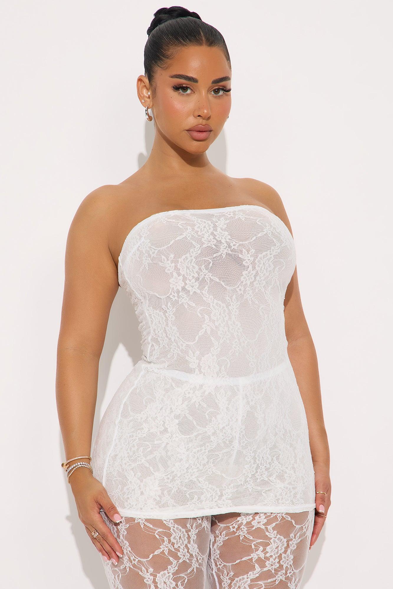 So Lovely Lace Micro Mini Dress Set - Off White Product Image