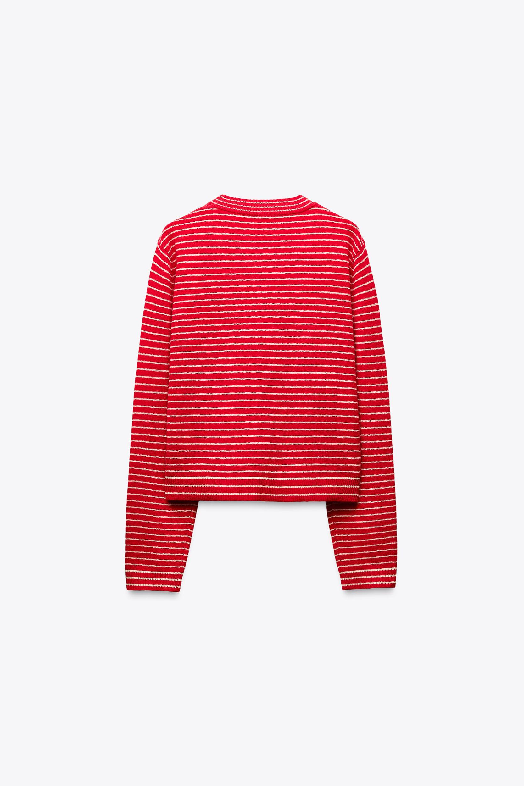 SHORT STRIPED KNIT SWEATER Product Image