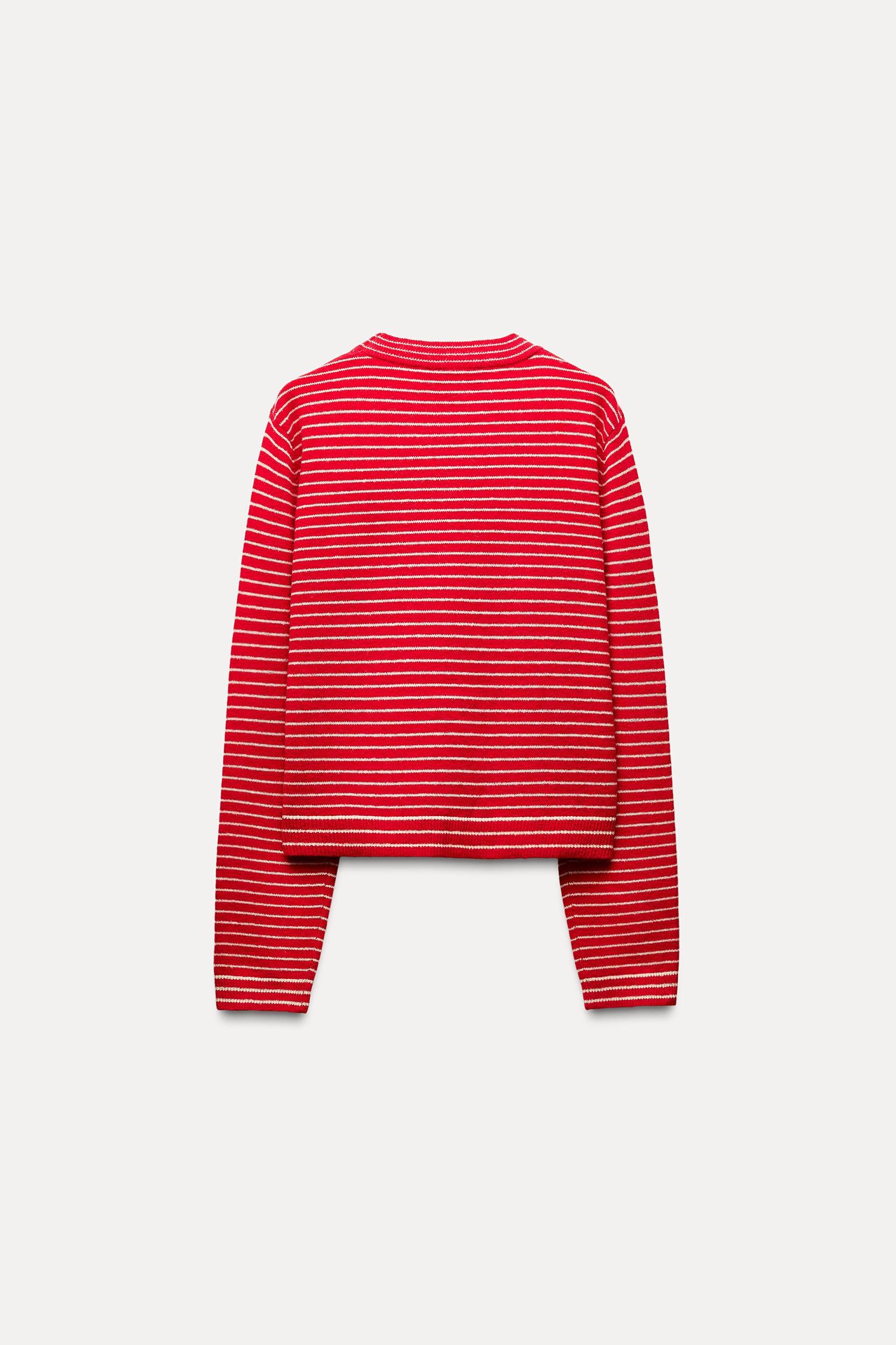 SHORT STRIPED KNIT SWEATER Product Image