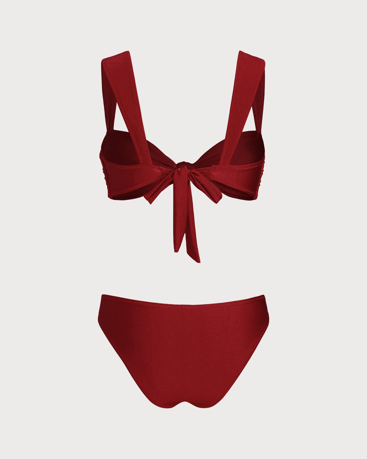 Red Triangle Low Waisted Bikini Set Product Image