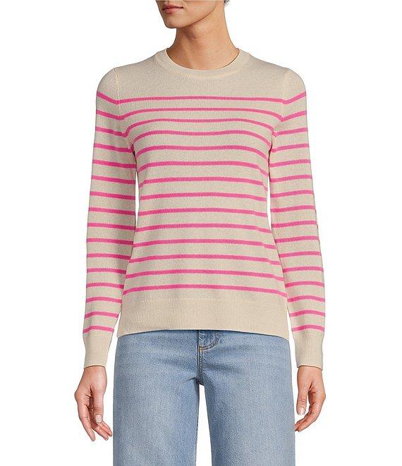 Antonio Melani Luxury Collection Cameron Cashmere Crew Neck Long Sleeve Striped Knit Sweater Product Image