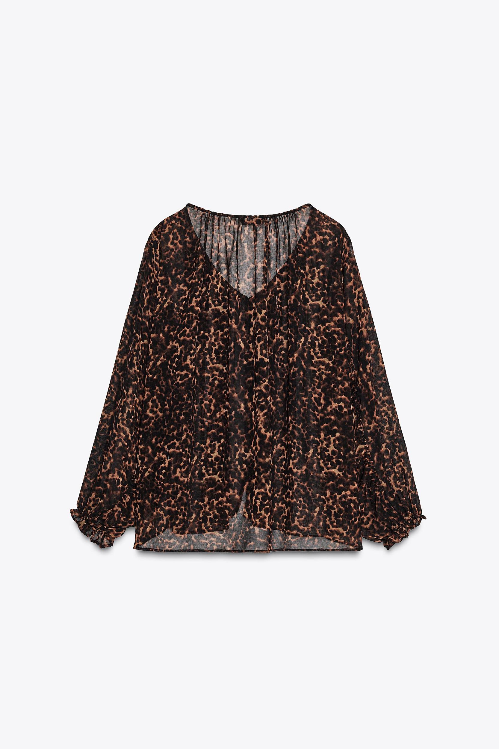 ANIMAL PRINT SEMI-SHEER BLOUSE Product Image