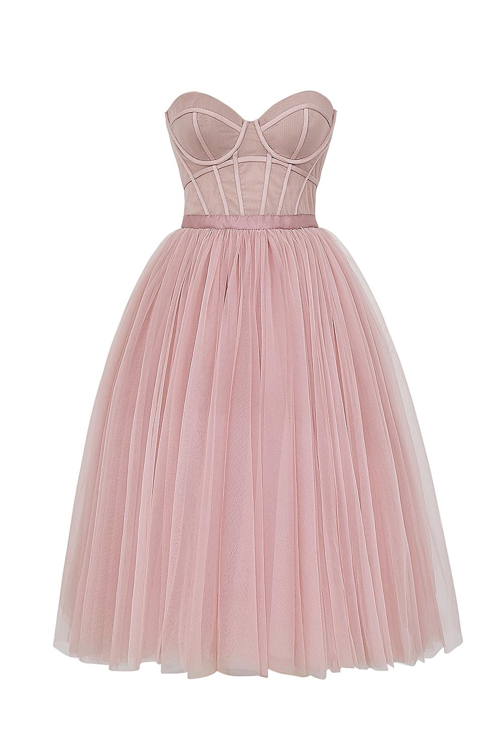 Darling  french rose tulle midi dress - sale Product Image
