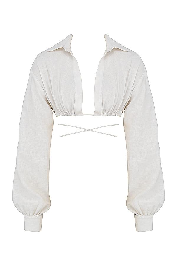 Iris  off white wrap around cropped shirt Product Image
