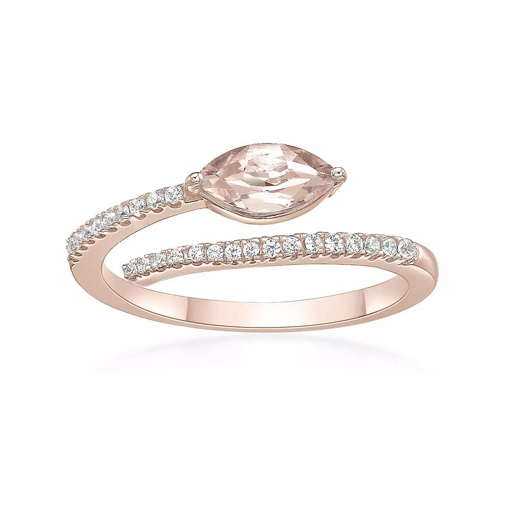 Gemminded 10k Rose Gold Morganite & 1/8 Carat T.W. Diamond Ring, Women's,  Product Image