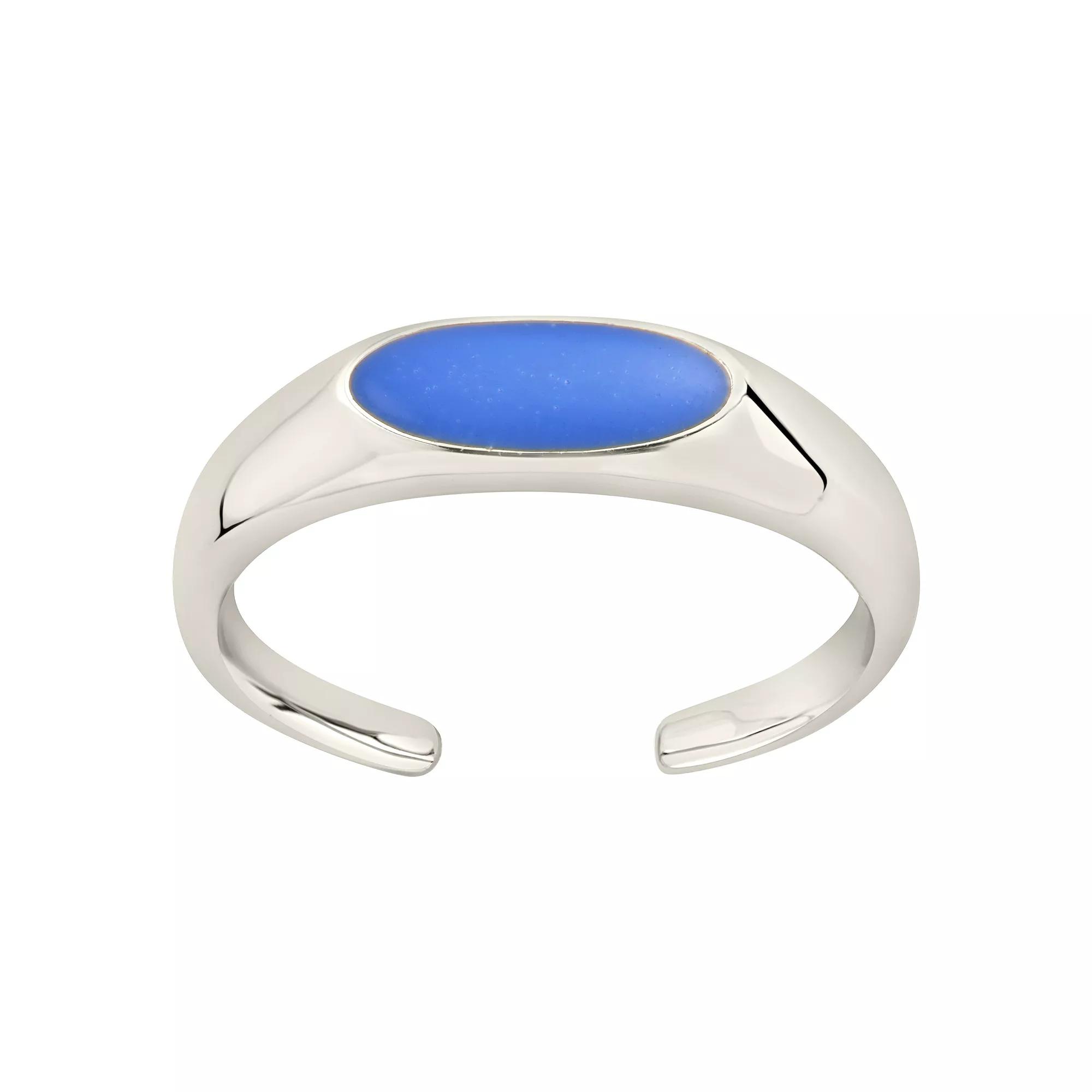 MC Collective Sterling Silver Enamel Open Signet Ring, Women's, Size: 8, Silver Tone Blue Product Image