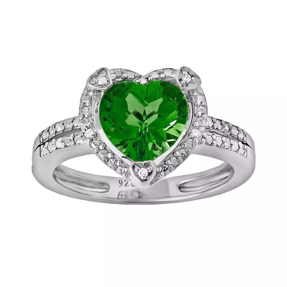 Gemminded Sterling Silver Lab-Created Ruby and Diamond Accent Heart Frame Ring, Women's, Size: 6, Red Product Image