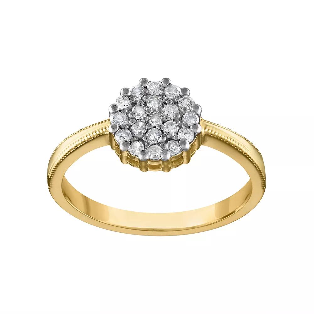 Tiara 14k Gold Over Silver 1/4 Carat T.W. Diamond Ring, Womens Gold Tone Product Image