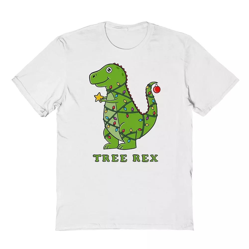 Men's Dinosaur Christmas Graphic Tee, Size: Large, White Product Image