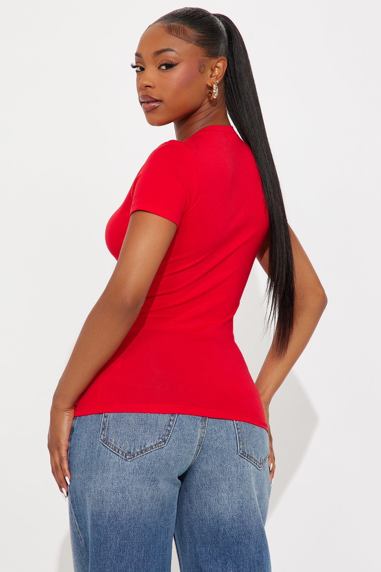 My Everyday Crew Neck Tee - Red Female Product Image