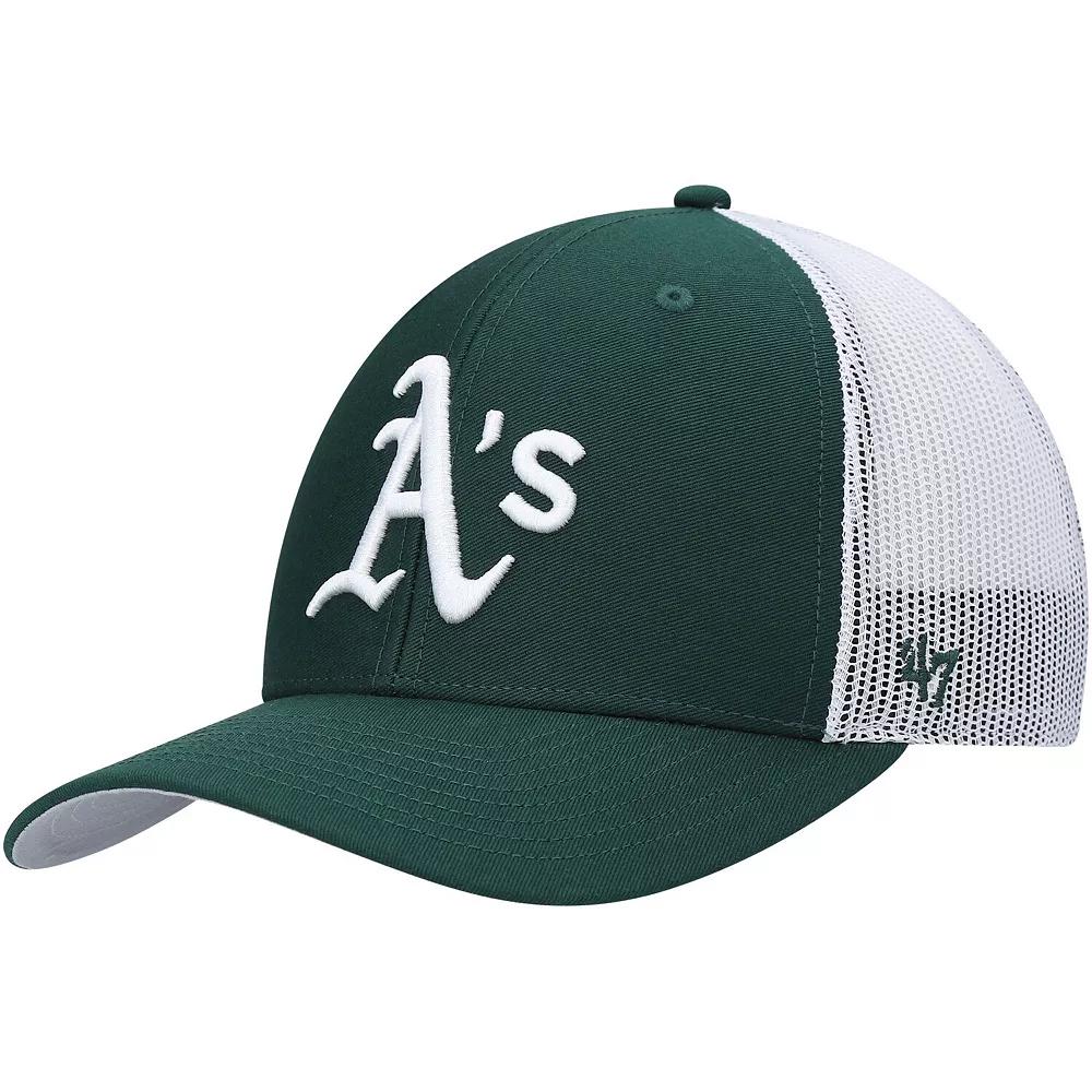 Men's '47 Green/White Oakland Athletics Primary Logo Trucker Snapback Hat Product Image