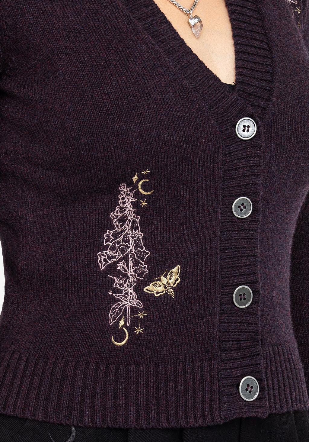 Foxglove Embroidered Knit Cardigan Product Image