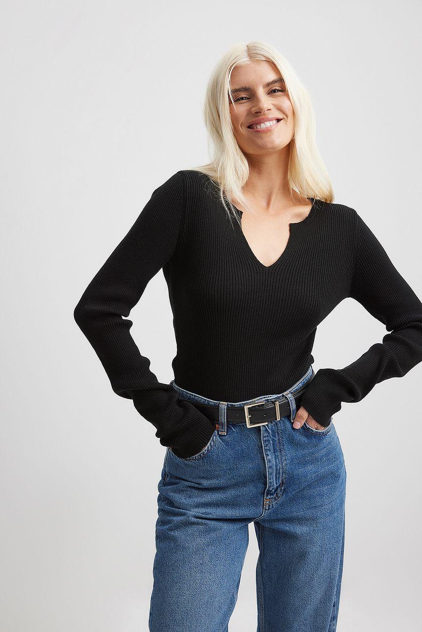 V-detail Light Rib Knitted Sweater Product Image