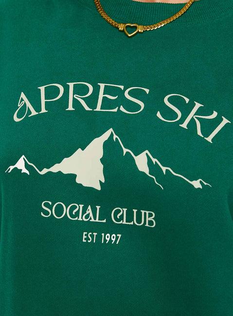 Apres Ski Crew Neck Sweatshirt Green / Cream Product Image