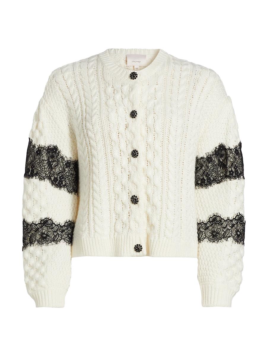 Womens Louise Wool-Blend Cable Cardigan Product Image