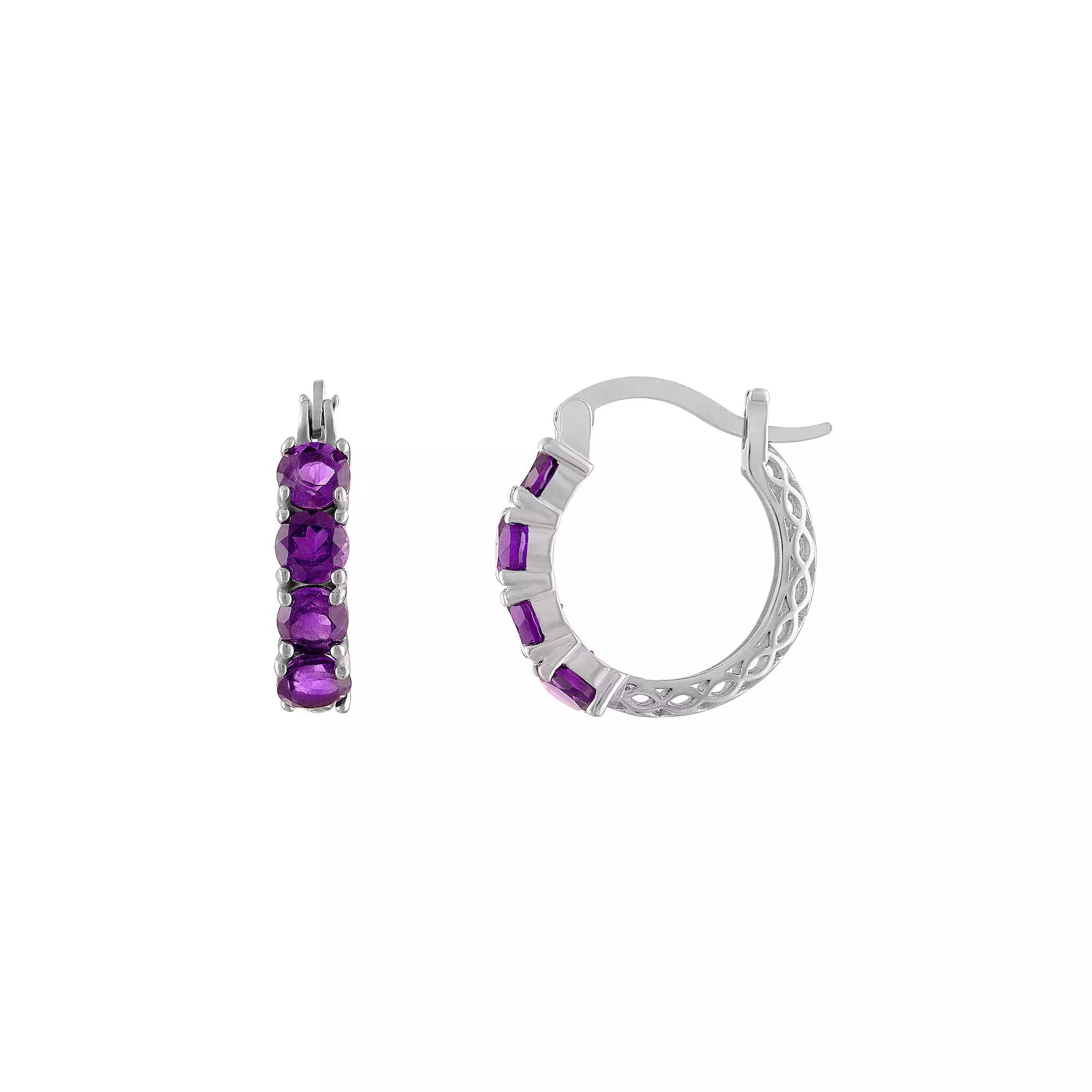 Designs by Gioelli Sterling Silver Filigree Hoop Earrings, Women's, Purple Product Image