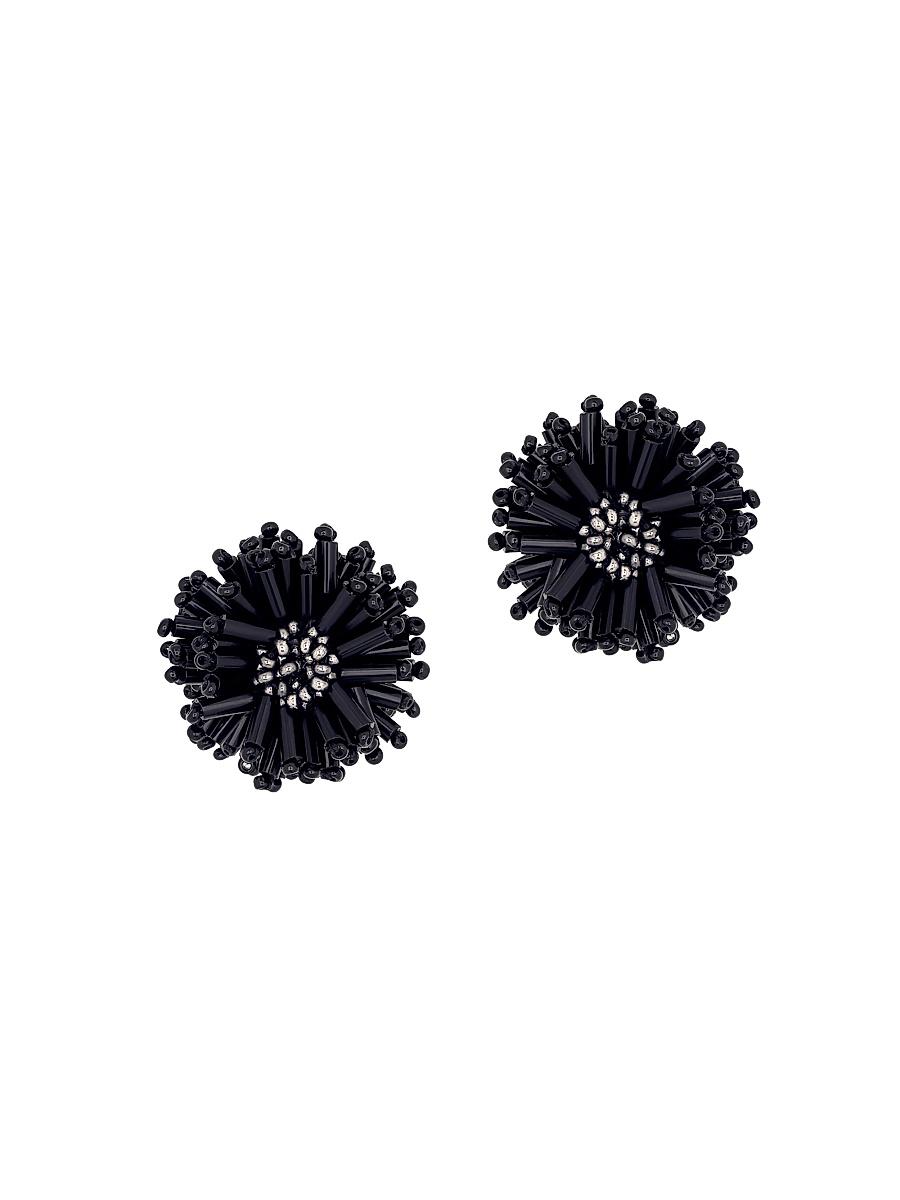 Womens Pompom 24K-Gold-Plated & Glass Bead Stud Earrings Product Image